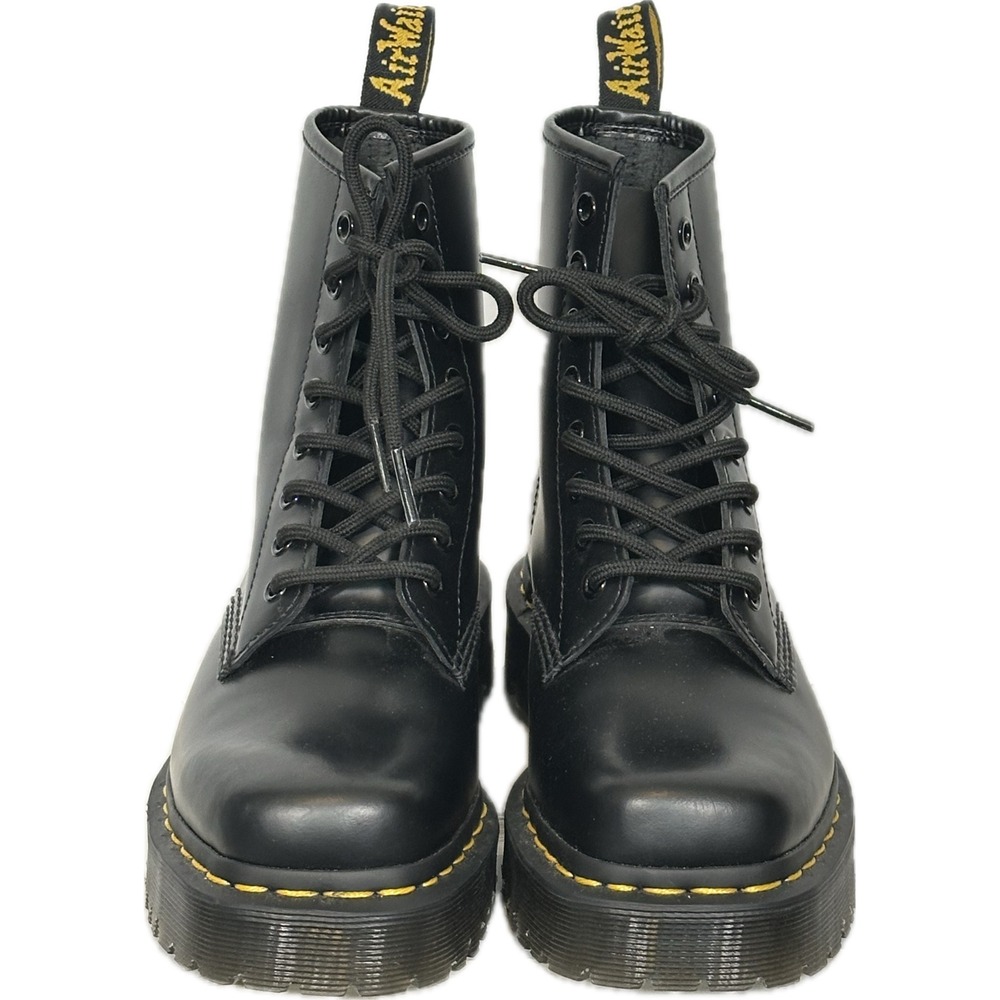 Dr. Martens 1460 Bex Squared Boots Size 6 Black Leather Platform Combat Grunge - Picture 3 of 8